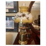 Brass Blowtorch Lamp With Embellished Glass Shade