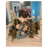 Floral Arrangement With Cherub Figures And Swan