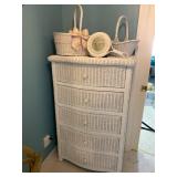 White Wicker Chest With Baskets And Mirror