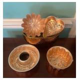 5 Decorative Copper-Tone Jello Molds