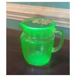 Green Uranium Glass Pitcher, Black Light Reactive