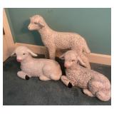 Three Ceramic Lamb Figurines