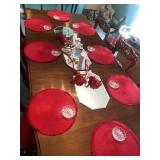 Red Placemats and Table Decor, Candles Included