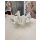 Hobnail Milk Glass Epergne, Broken