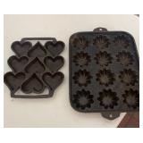 Cast Iron Baking Molds, Heart & Flower Set