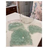Clear Glass Bowl With Green Glass Marbles
