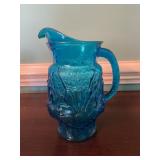 Pressed Glass and Blue Art Glass Pitchers