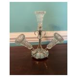 Silver Plate and Cut Glass Epergne Vase