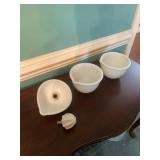 3 White Milk Glass Mixing Bowls