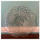 Pressed Glass Punch Bowl Set With Tray & Ladle