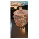 Pink Depression Glass Biscuit Jar With Lid