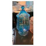 Blue Glass Apothecary Jar with Lid