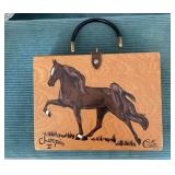 Collins of Texas Horse Motif Box Bag Purse