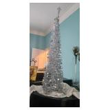 Artificial Silver Tinsel Christmas Tree
