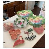 Flamingo Themed Serveware and Tableware Lot