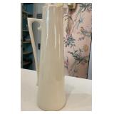 Tall White Glazed Ceramic Pitcher Jug