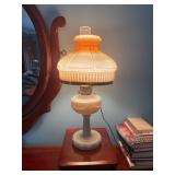 White Glass Electric Table Lamp With Shade