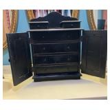 Black Wooden Jewelry Chest With Drawers
