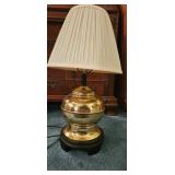 Brass Table Lamp with Pleated Shade