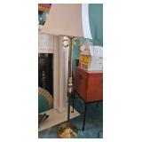 Brass Floor Lamp with Two-Light Candelabra