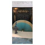 Decorative Fireplace Fan/Cast Metal Coal Scuttle