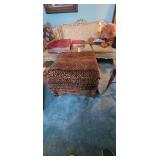 Animal-Print Upholstered Ottoman with Casters