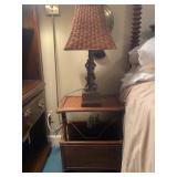 Woven Rattan Table And Monkey Motif Lamp