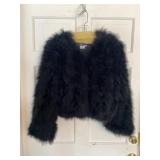 Donna Morgan Black Turkey Feather Jacket L