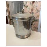 Hammered Aluminum Ice Bucket with Lid & Tongs