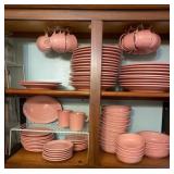 Large Set of Pink HLC Fiesta Dinnerware USA
