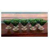 9 Green Glass Dessert Coupes