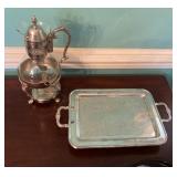Silver Plated Coffee Carafe with Stand and Tray