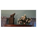 Decorative Elephant Statue and Flower Arrangement