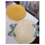 Two Ceramic Plates, One with Blue Bows