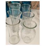 5 Clear Glass Flower Vases Assorted Shapes