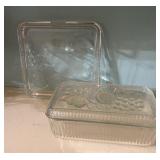 Rectangular Pressed Glass Covered Dish