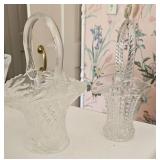Pressed Glass Basket Bowls With Handles