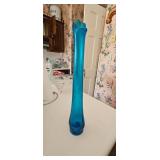 Blue Glass Fluted Bud Vase