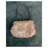 Beaded Sequin Evening Bag with Metal Handle