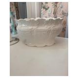 White Ceramic Bowl with Floral Relief Motif