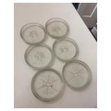 6 Clear Pressed Glass Coasters