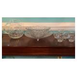Pressed Glass Punch Set with 18 Cups and Ladle