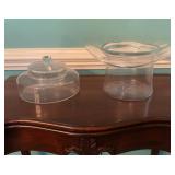 Two Clear Glass Serving Dishes with Lids