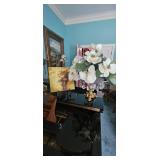 Ornate Brass Floral Centerpiece With Crystals