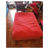 Red Corduroy Upholstered Ottoman