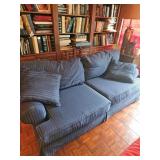 Blue Pinstripe Upholstered Sofa