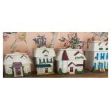 4 Ceramic House Cookie Jars With Lids