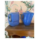 Westinghouse Hall China Blue Pitchers, 2 Pieces