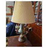 Brass Bell Table Lamp With Pleated Shade