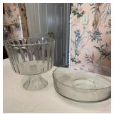 Clear Glass Trifle Bowl and Round Serving Dish